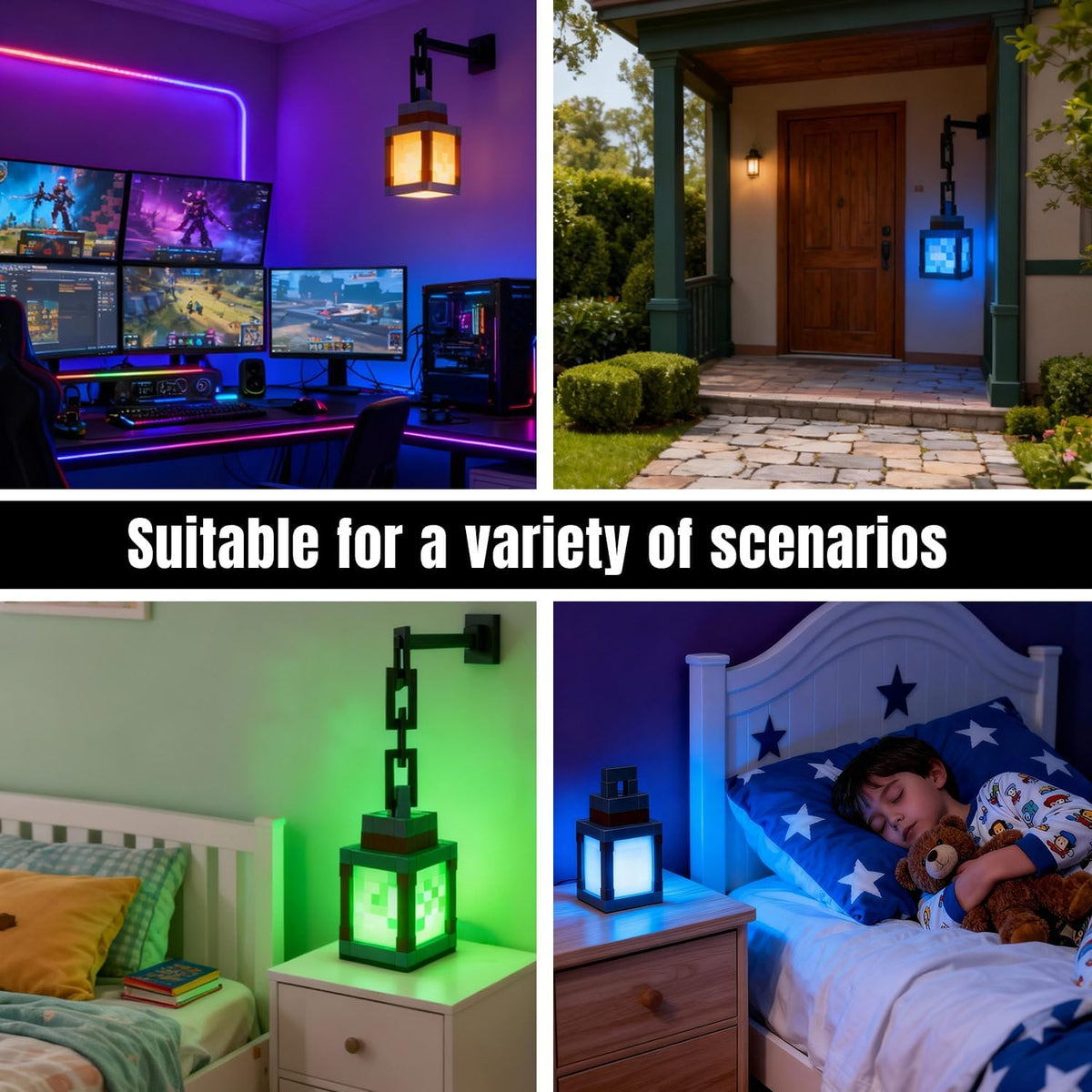 Pixelated Lantern Night Light, 16 Color LED Wall Night Light