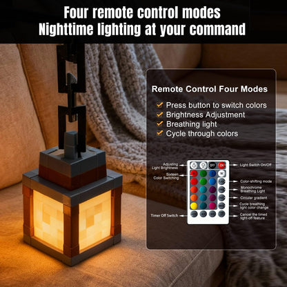 Pixelated Lantern Night Light, 16 Color LED Wall Night Light
